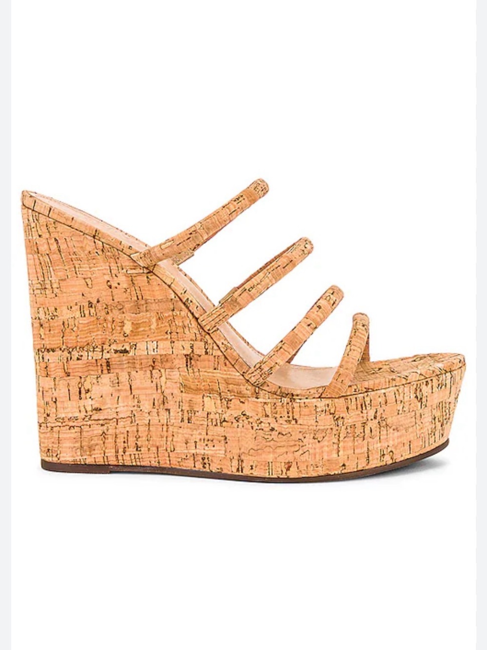 SCHUTZ Cork Multi-Strap Wedge Sandals in Natural